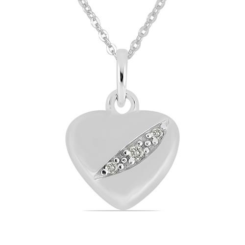 BUY WHITE DIAMOND DOUBLE CUT GEMSTONE HEART PENDANT IN 925 SILVER